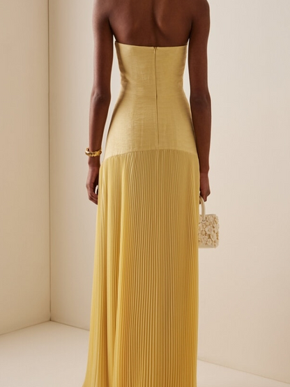 Valencia | Women's strapless pleated maxi wedding guest dress