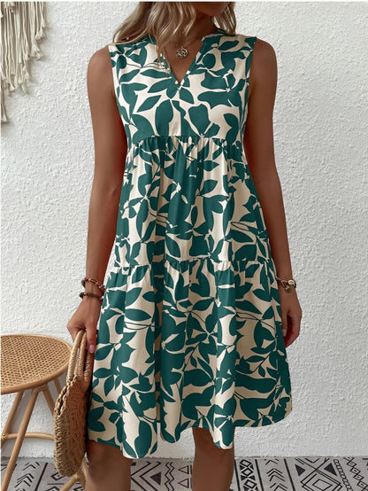 Tiara | Stylish Dress with V Neck and Printed Design in Relaxed Fit