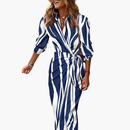Yara | Women’s Cotton Maxi Dress With Striped Shirt Style
