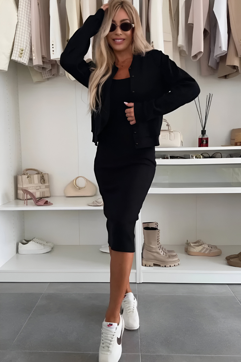 Marlowe | Women two piece midi dress set with cardigan outfit