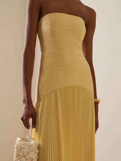 Valencia | Women's strapless pleated maxi wedding guest dress