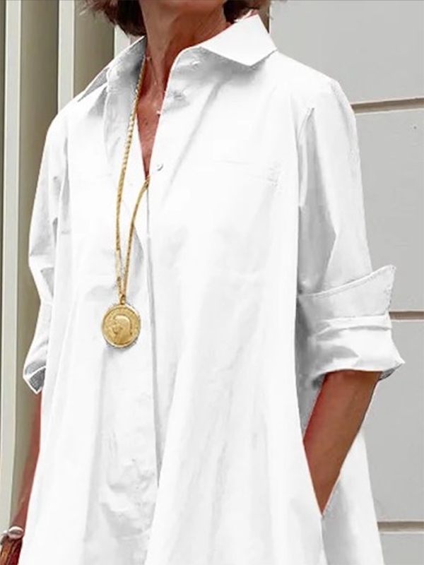 Colette | Loose midi shirt dress with lapel collar