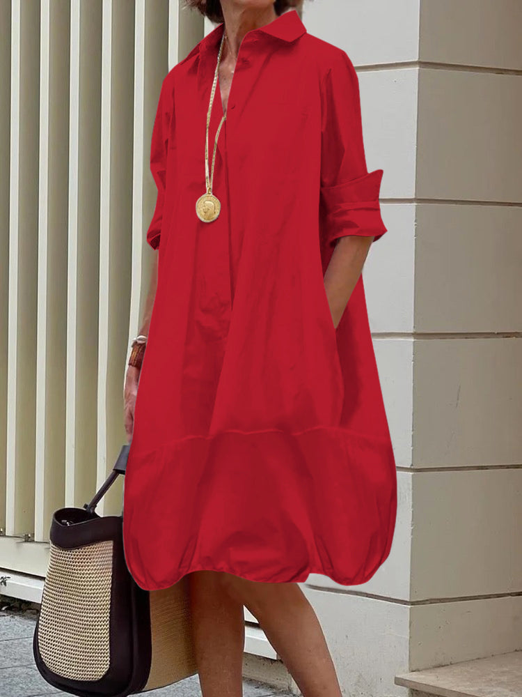 Colette | Loose midi shirt dress with lapel collar