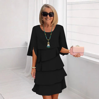 Nadine | Women's chic layered dress with flutter sleeves
