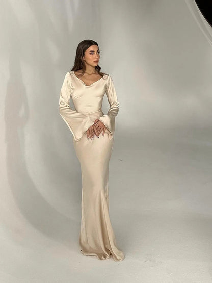 Marceline | Long sleeve maxi dress with flowing silhouette