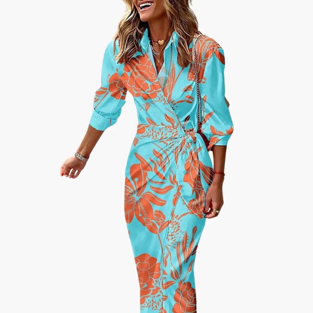 Yara | Women’s Cotton Maxi Dress With Striped Shirt Style