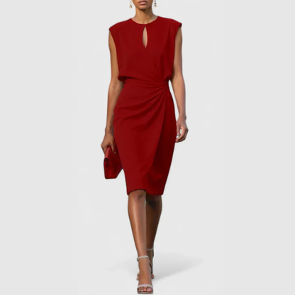 Kalira | Women Sleeveless Midi Dress with Draped Detail