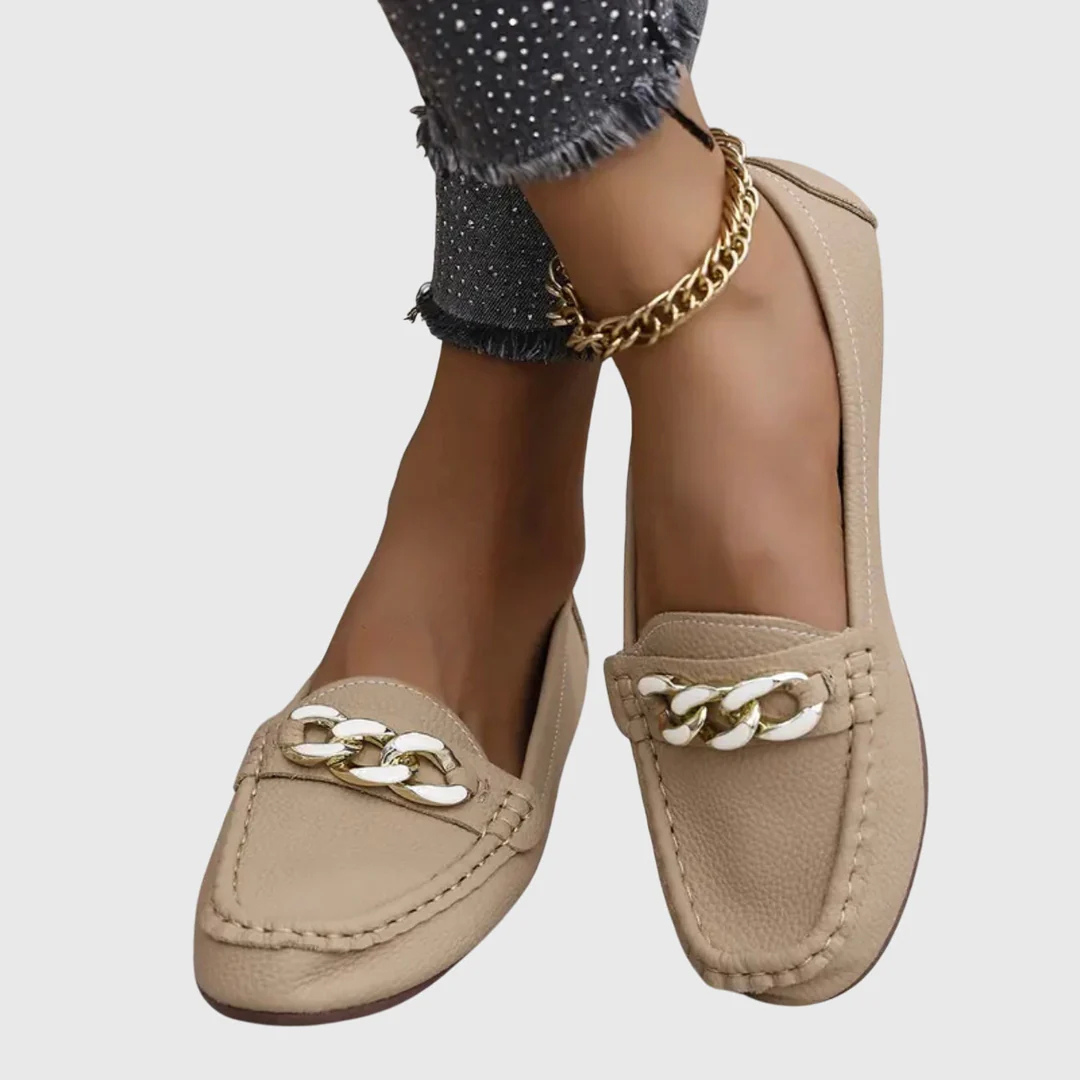 Relora | Women Chain Detail Slip On Loafers with Flat Sole