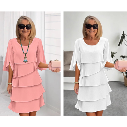 Nadine | Women's chic layered dress with flutter sleeves