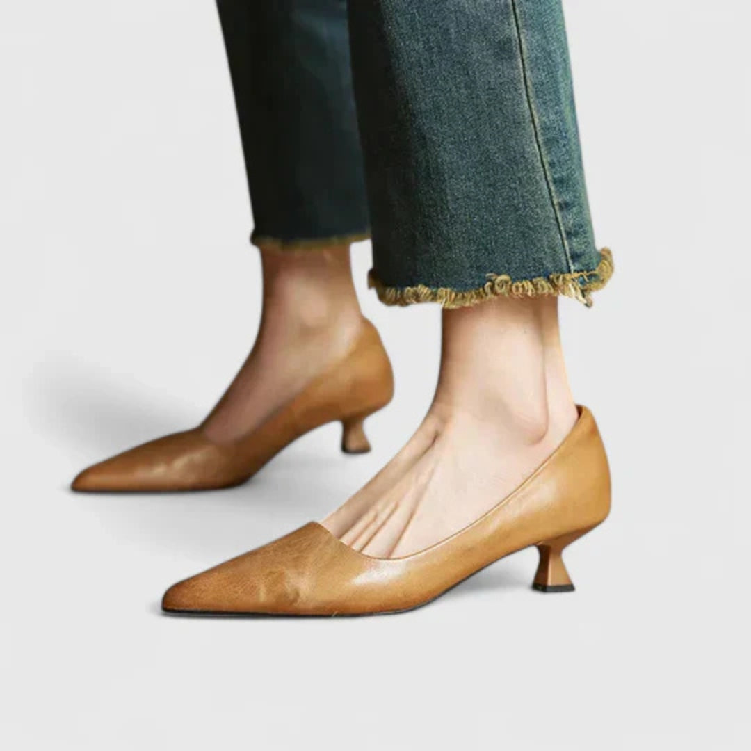 Palina | Women Pointed Toe Low Heel Pumps with Slip On Design