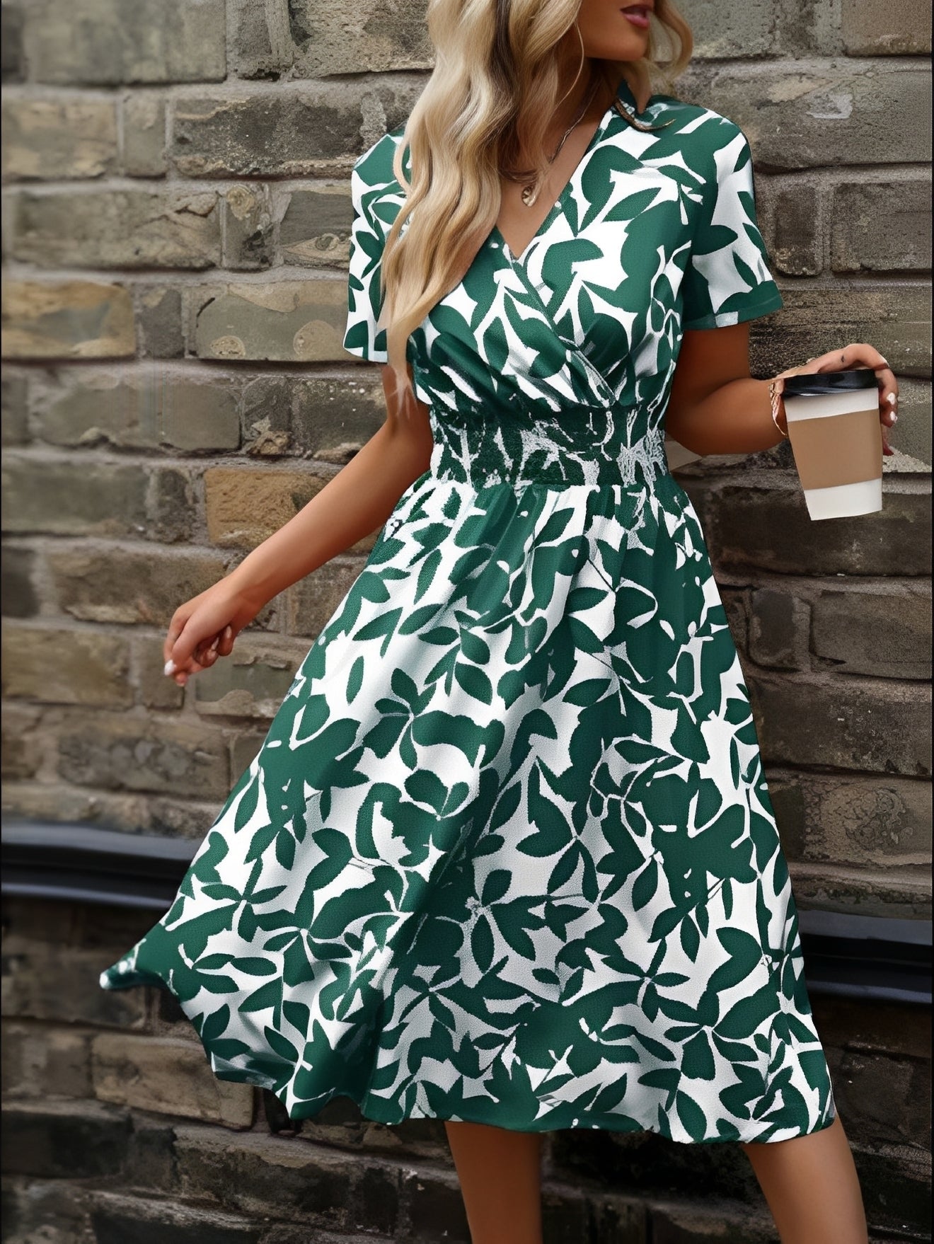 Tiara | Stylish Dress with V Neck and Printed Design in Relaxed Fit