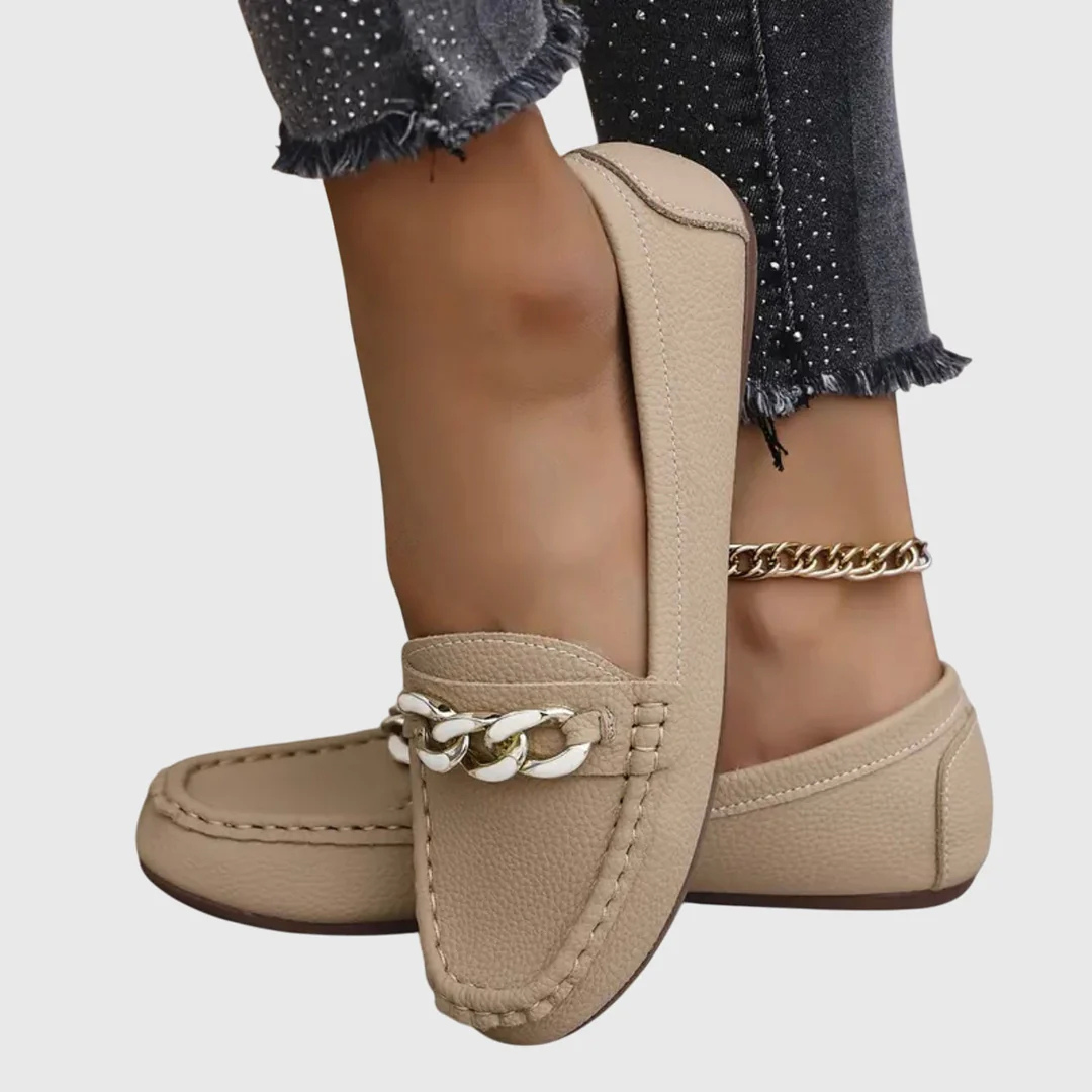 Relora | Women Chain Detail Slip On Loafers with Flat Sole