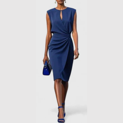 Kalira | Women Sleeveless Midi Dress with Draped Detail