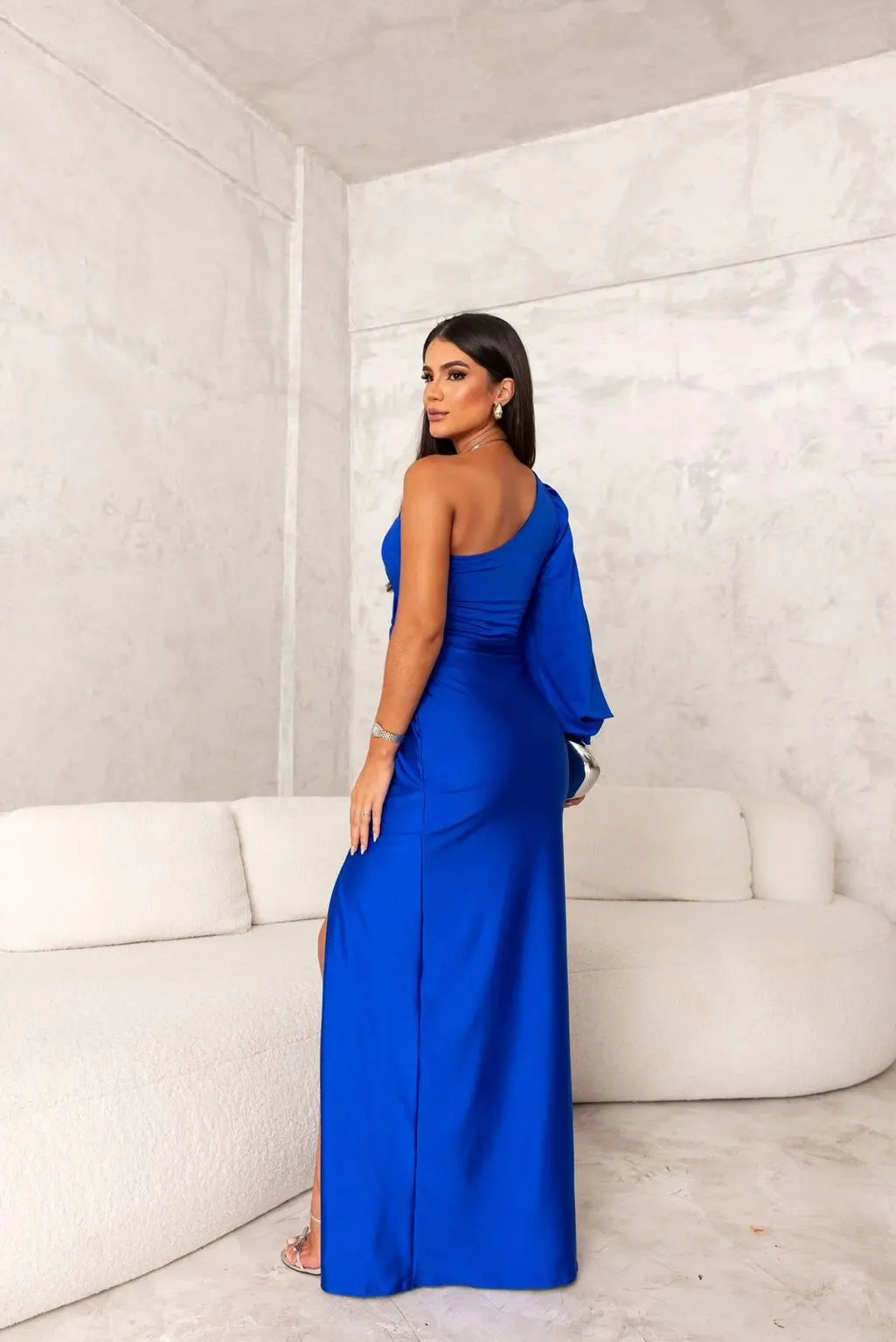 Alison | Maxi Dress With One Shoulder Long Sleeve Ruched Waist