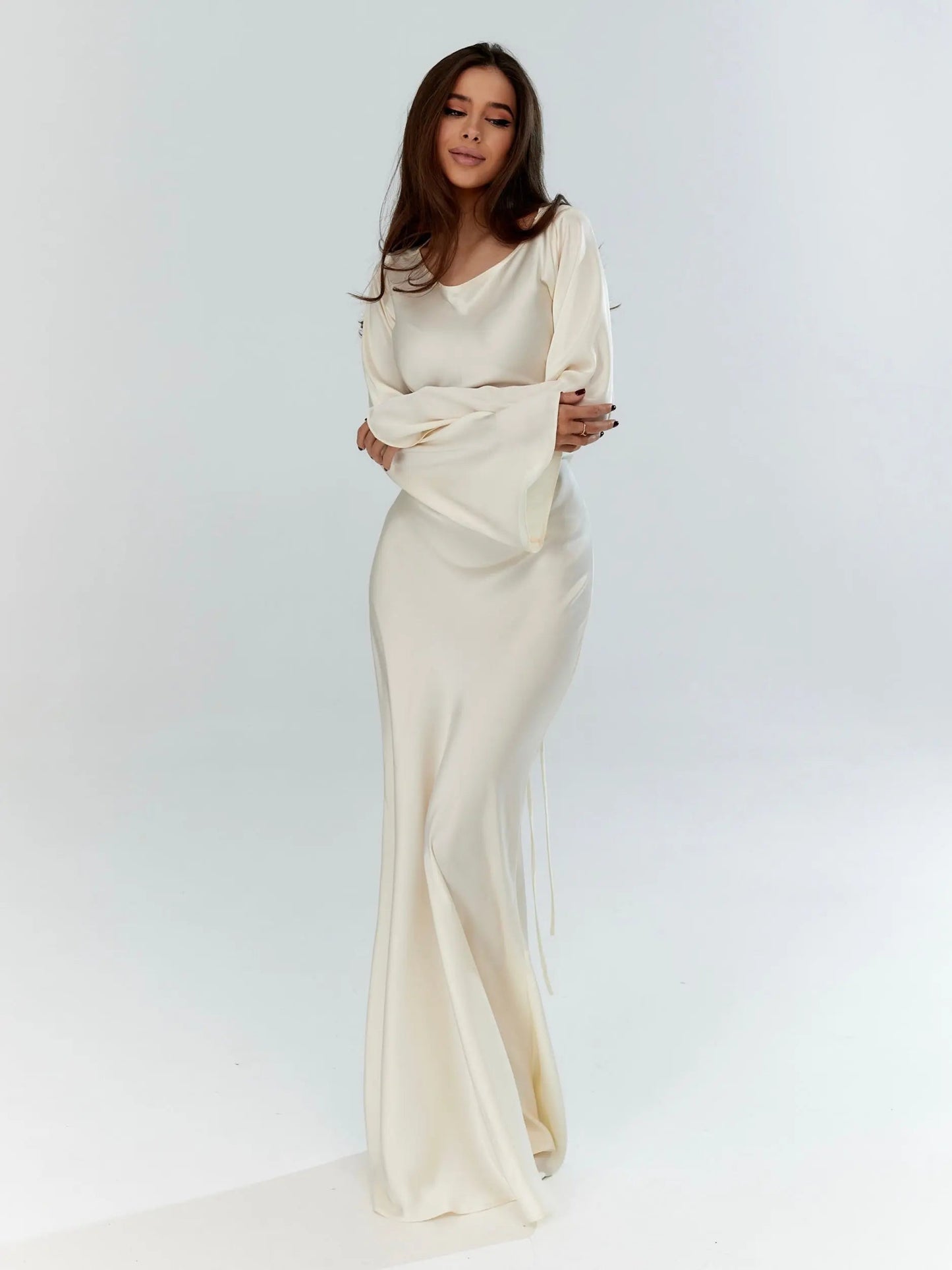 Marceline | Long sleeve maxi dress with flowing silhouette