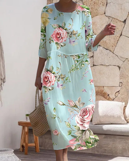 Hadleigh | Elegant floral midi dress with relaxed fit