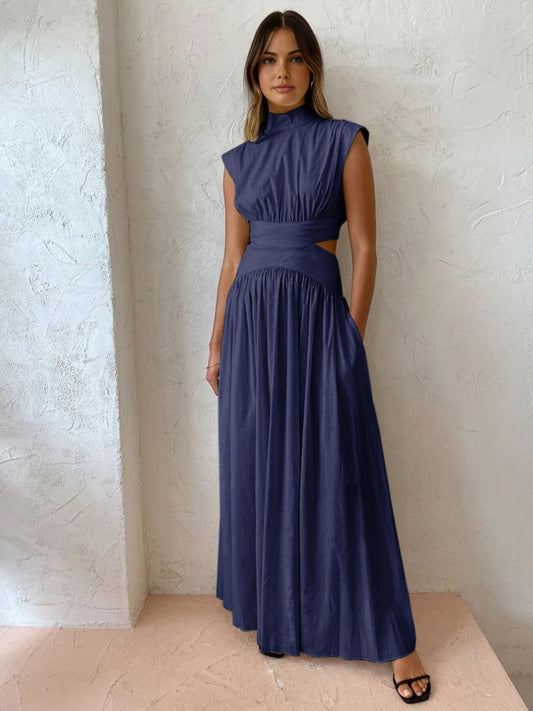 Yasmin | Maxi Dress With High Neck Cut Out Waist Detail