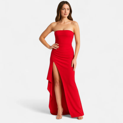 Rhiannon | Women's strapless maxi dress with high slit