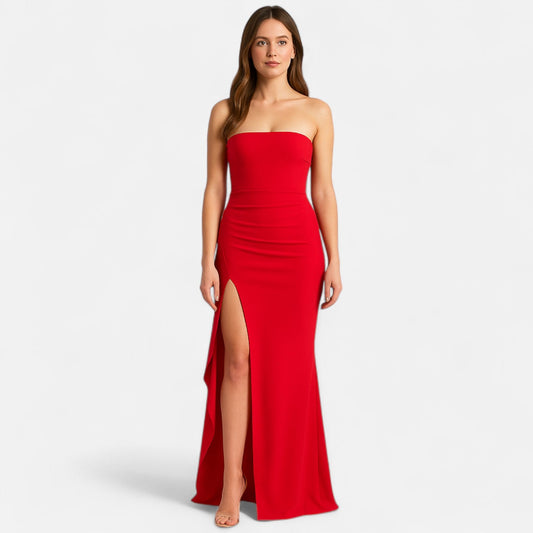 Rhiannon | Women's strapless maxi dress with high slit