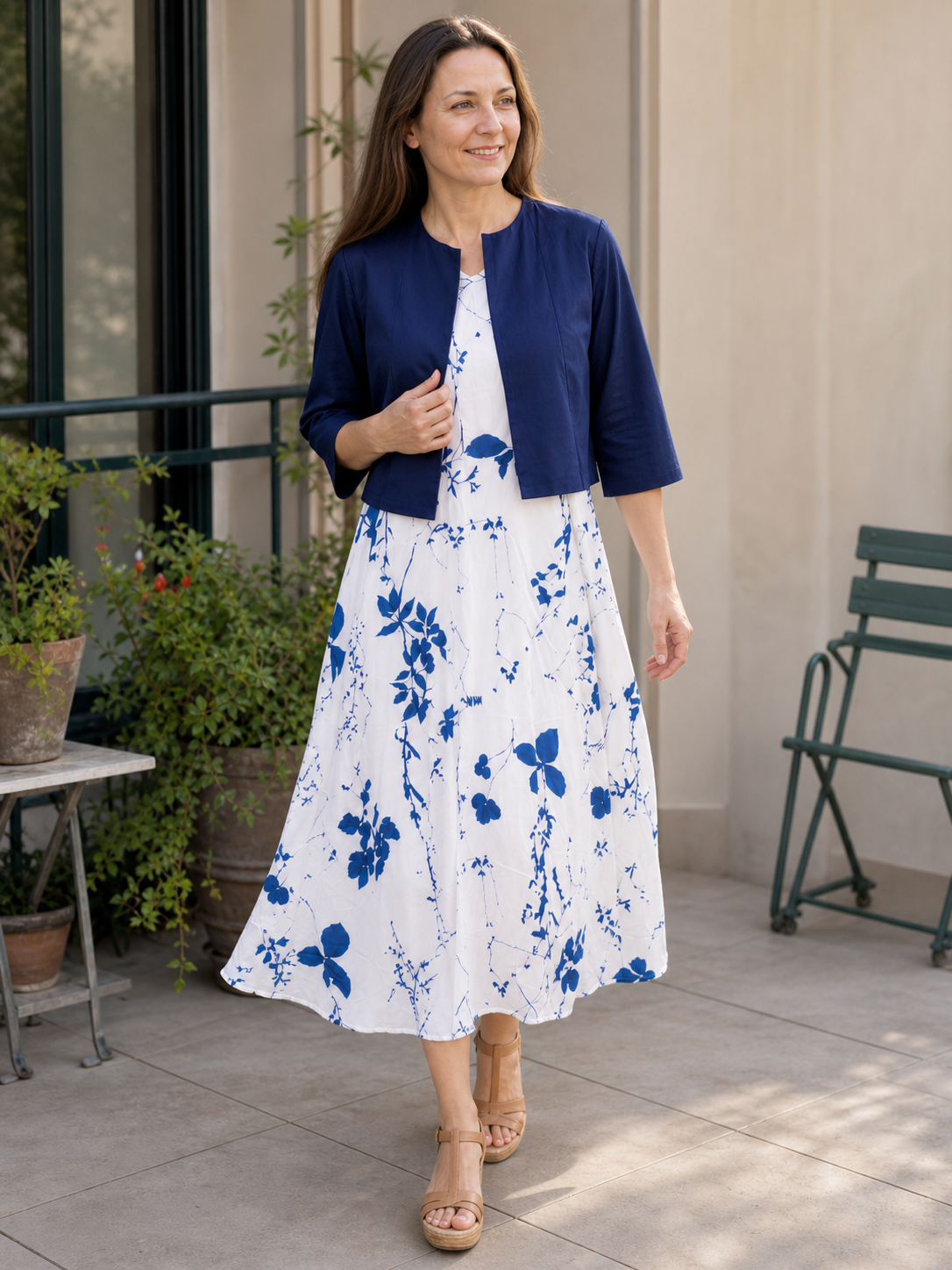 Ainsley | Elegant floral midi dress and cropped jacket