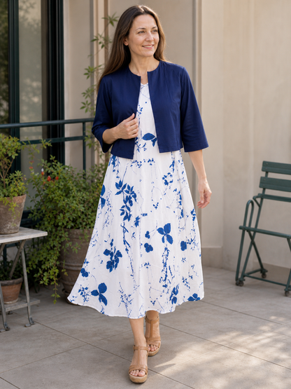 Ainsley | Elegant floral midi dress and cropped jacket