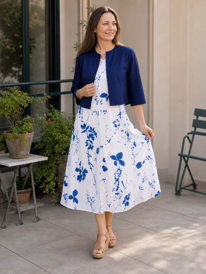 Ainsley | Elegant floral midi dress and cropped jacket