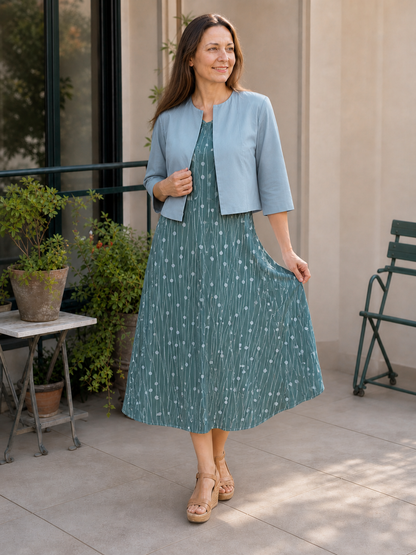 Ainsley | Elegant floral midi dress and cropped jacket
