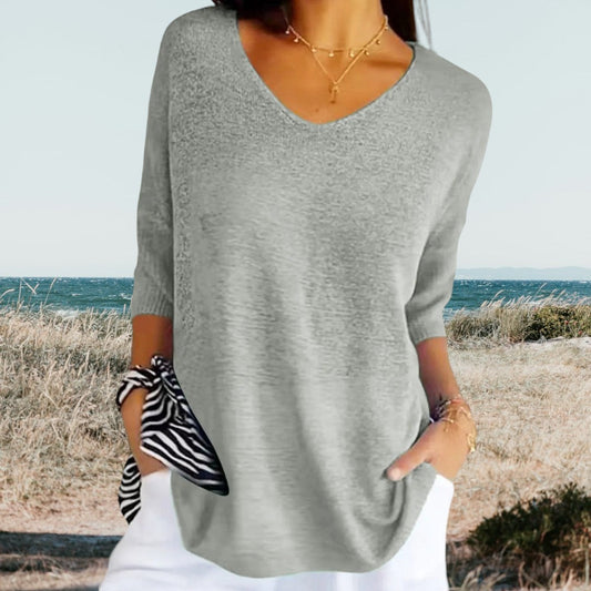 Gerina | Summer V Neck Top with Relaxed Fit and Lightweight Feel