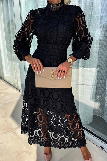 Isabella | Women party dress with long sleeve cutout lace