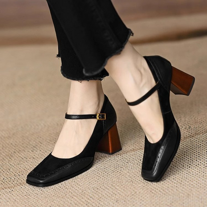 Carina | Mary Jane Heels with Block Heel and Buckle Strap Design