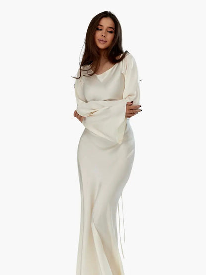 Marceline | Long sleeve maxi dress with flowing silhouette