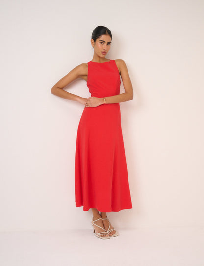 Giselle | Women's Midi Dress With Sleeveless Slim Fit Elegant