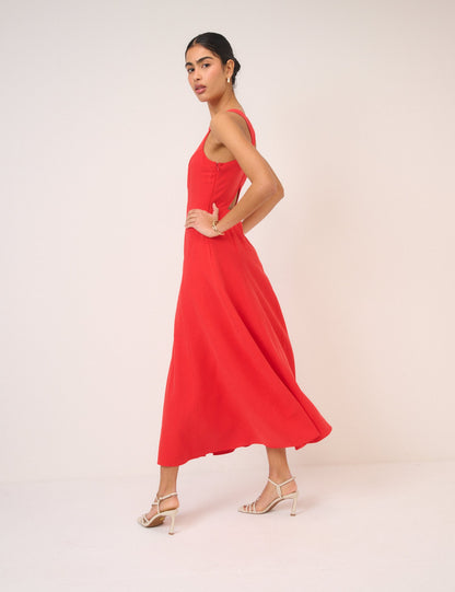 Giselle | Women's Midi Dress With Sleeveless Slim Fit Elegant