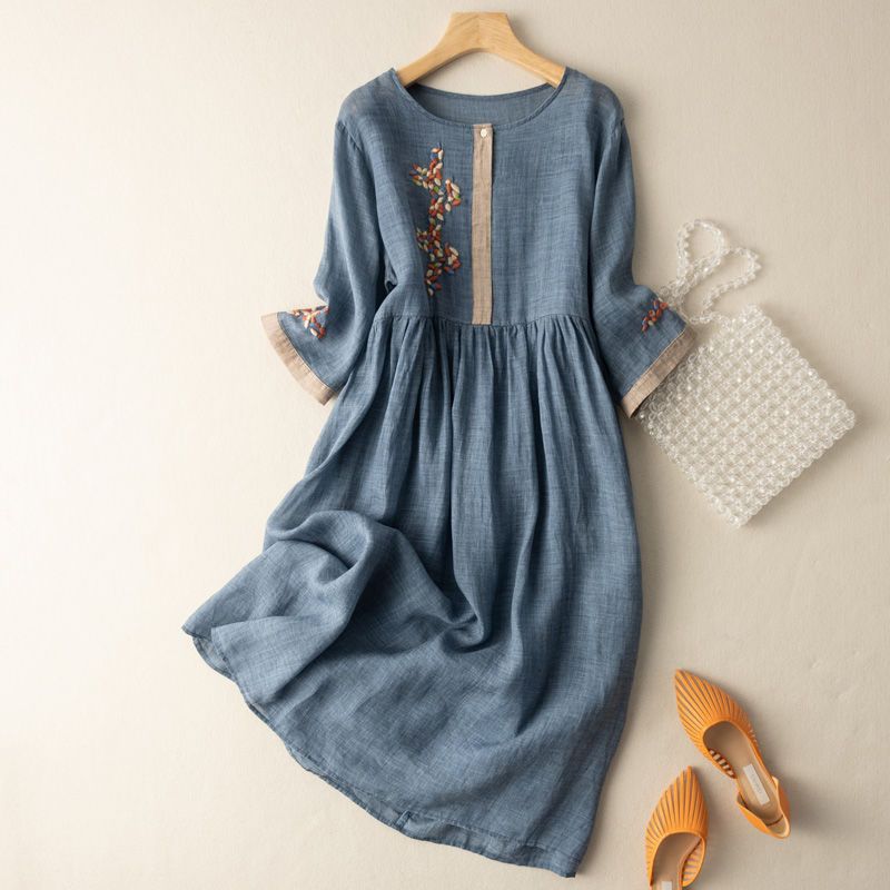 Millicent | Women’s midi summer dress with embroidered detail