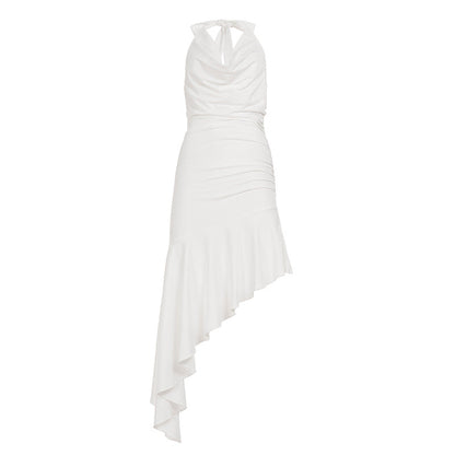 Bianca | Women’s One Shoulder Maxi Dress With Ruffle Halter Style