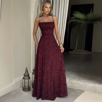 Kara | Women’s Floral Lace Maxi Dress With Lace Appliqué