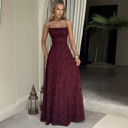 Kara | Women’s Floral Lace Maxi Dress With Lace Appliqué