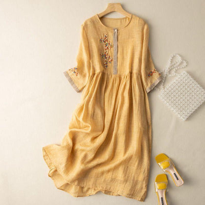Millicent | Women’s midi summer dress with embroidered detail