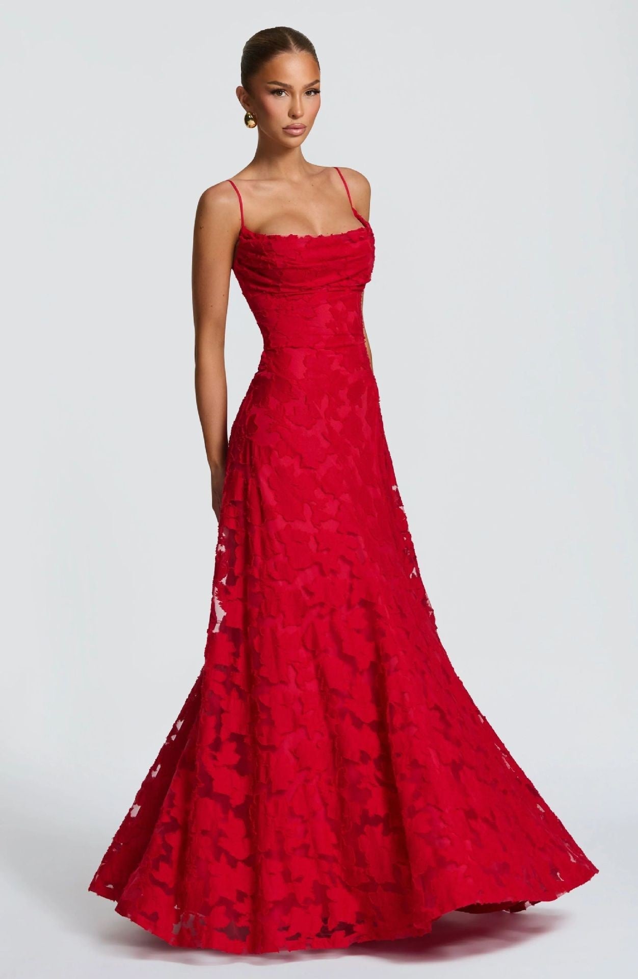 Kara | Women’s Floral Lace Maxi Dress With Lace Appliqué