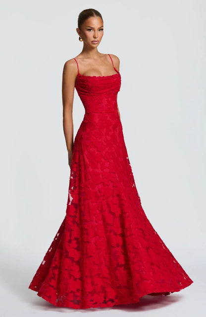 Kara | Women’s Floral Lace Maxi Dress With Lace Appliqué