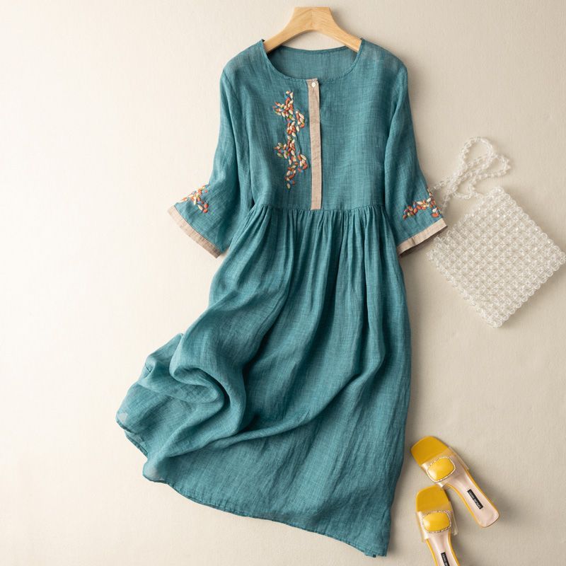 Millicent | Women’s midi summer dress with embroidered detail