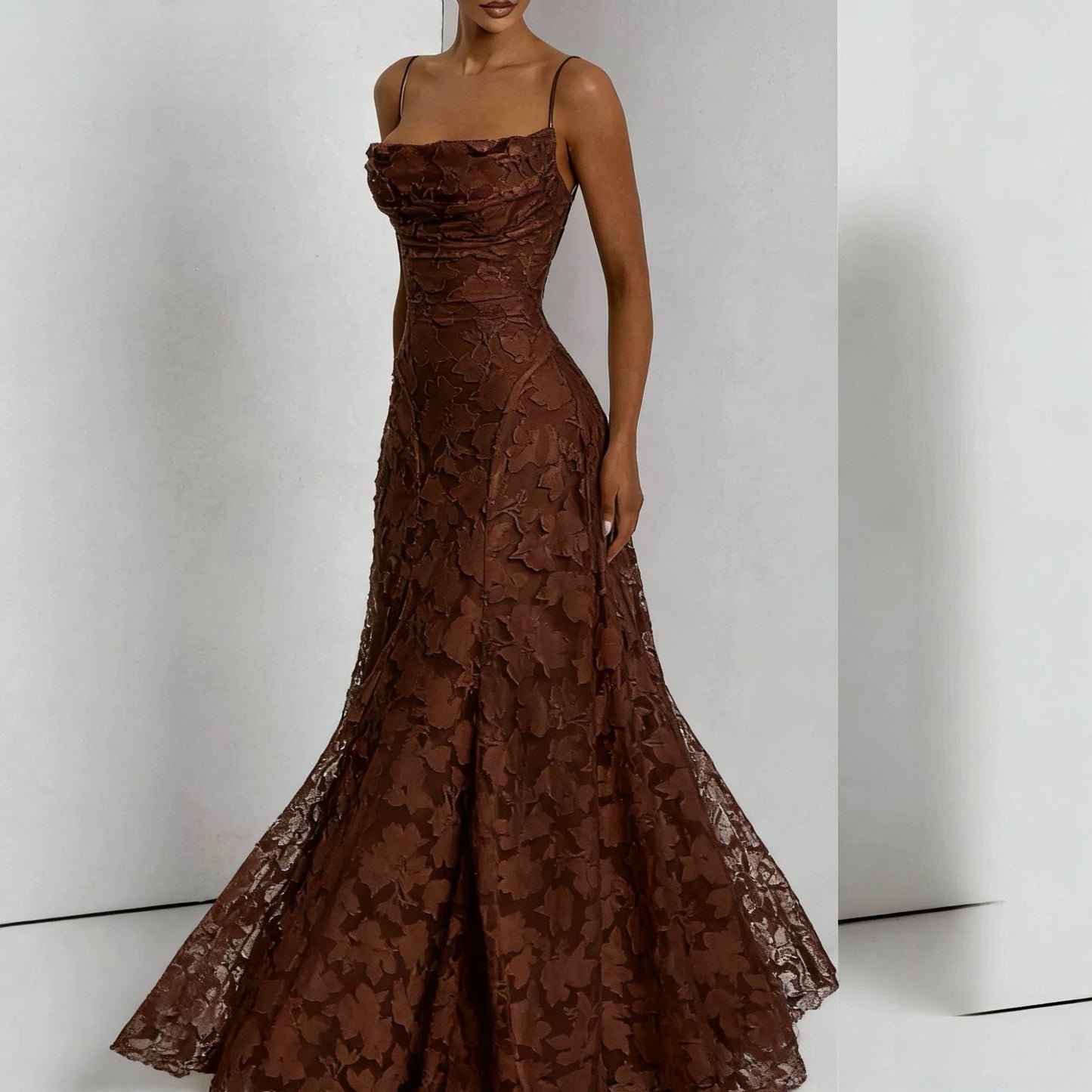 Kara | Women’s Floral Lace Maxi Dress With Lace Appliqué