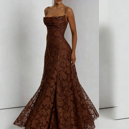 Kara | Women’s Floral Lace Maxi Dress With Lace Appliqué