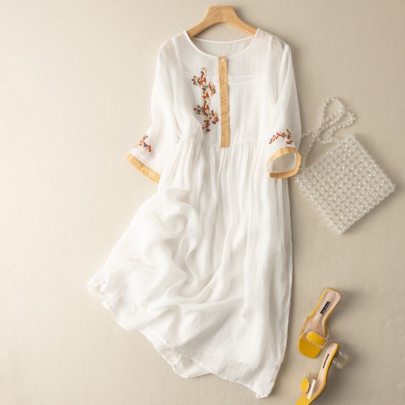 Millicent | Women’s midi summer dress with embroidered detail