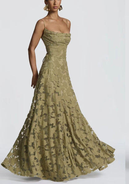 Kara | Women’s Floral Lace Maxi Dress With Lace Appliqué