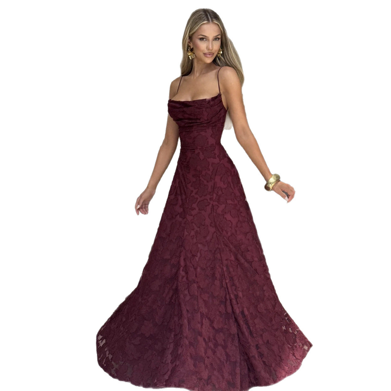 Kara | Women’s Floral Lace Maxi Dress With Lace Appliqué