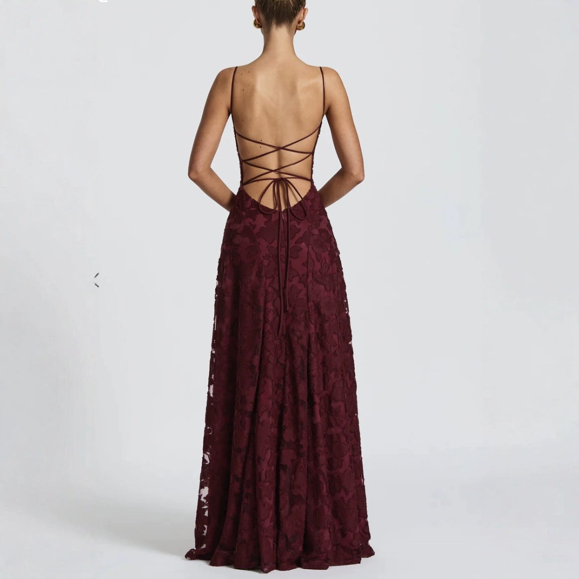 Kara | Women’s Floral Lace Maxi Dress With Lace Appliqué