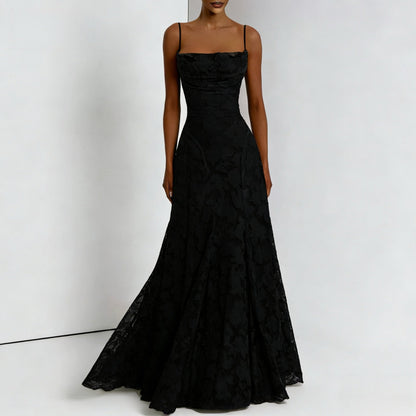 Kara | Women’s Floral Lace Maxi Dress With Lace Appliqué