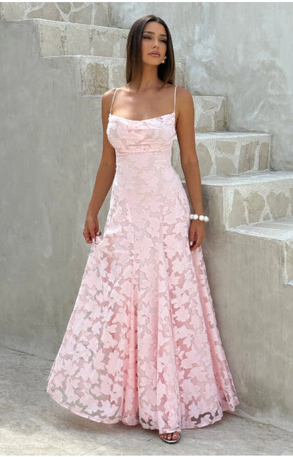 Kara | Women’s Floral Lace Maxi Dress With Lace Appliqué