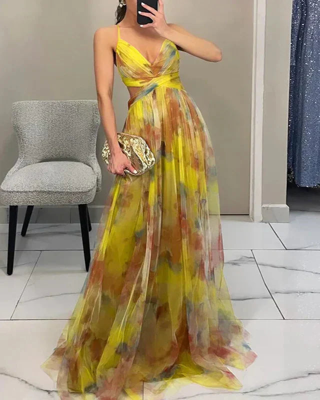 Glenora | Women Maxi Dress with Floral Print and Spaghetti Straps